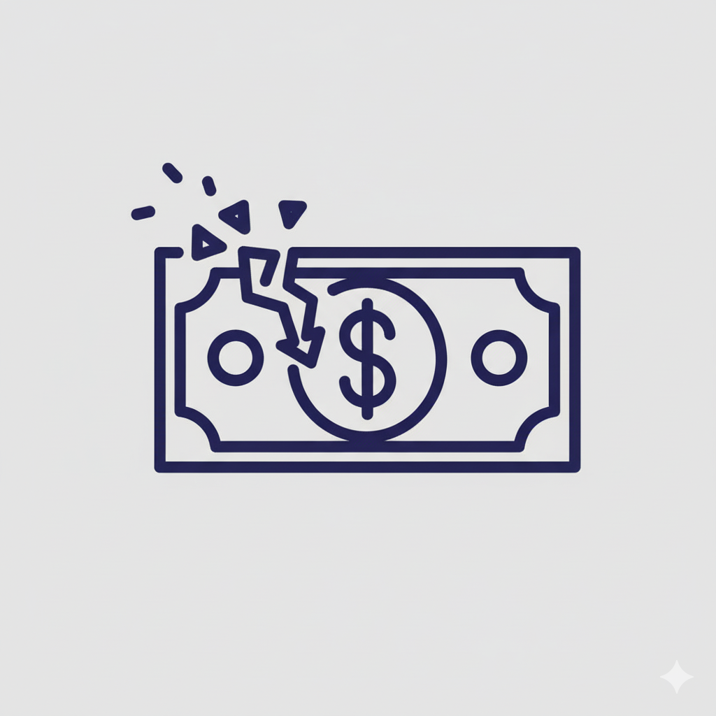 Leaking money icon representing lost revenue