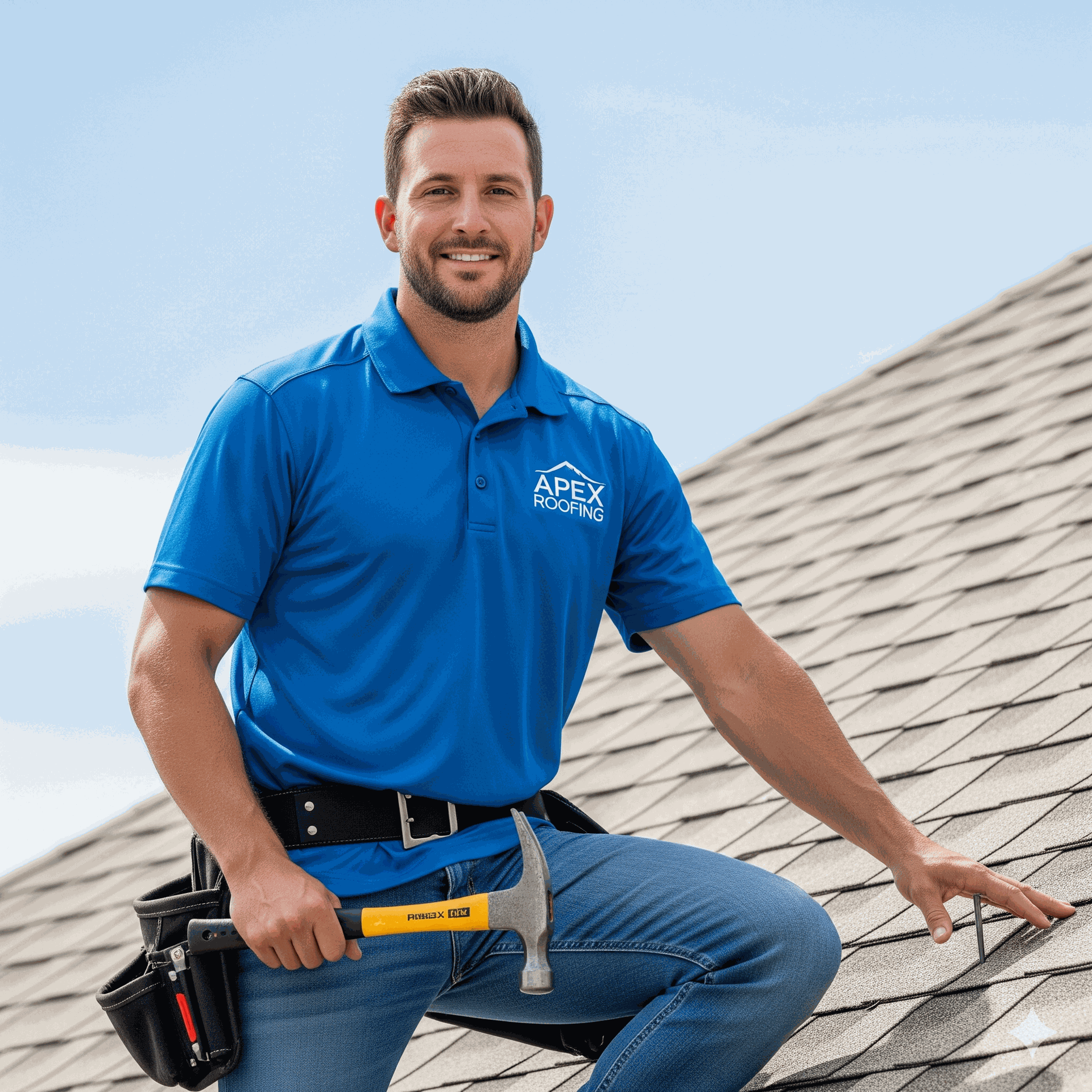 A professional roofer smiling