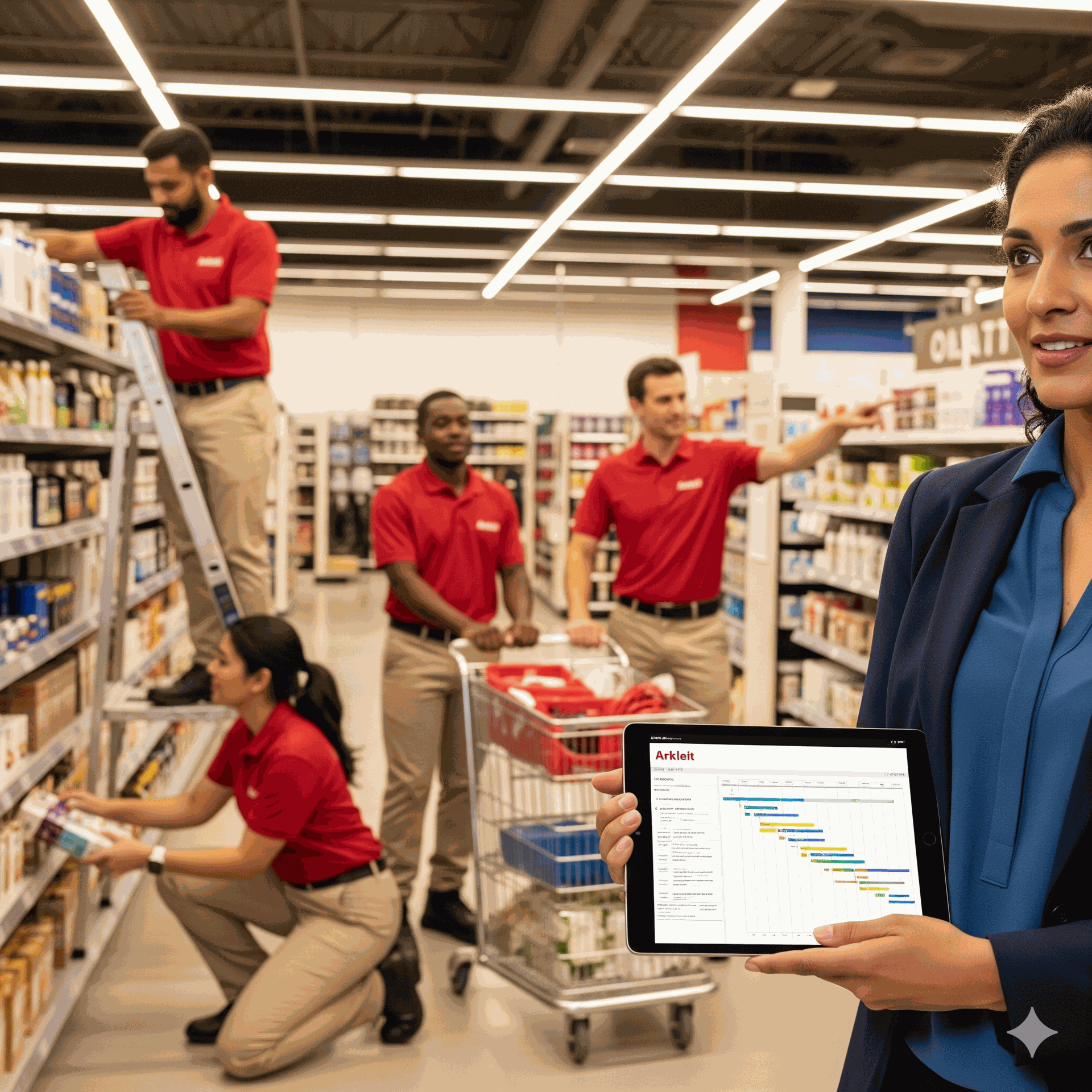 Assistant manager using Arkleit on a tablet in a retail store